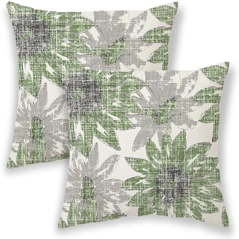 BETGINY Sage Green Grey Pillow Covers 22x22, Gray Vintage Sunflower