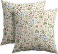 Vitage Floral Pillow Covers 18x18 Set of 2 Spring Green Red Cream