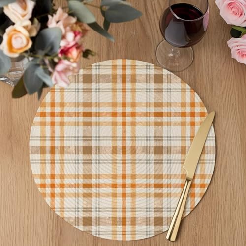 Minimalist Grid Round Braided Placemats Set of Set of 8 Heat