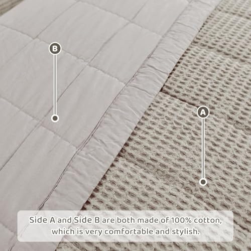 Sanracie Cotton Queen Size Quilt Bedspread (90"x98"), Dark Khaki