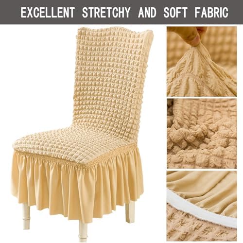 Qubjus Chair Covers for Dining Room Set of 6 Stretch Chair Slipcovers