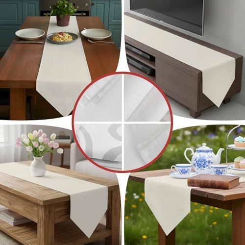Cream Solid Color Table Runner Linen Burlap Table Runner 108 Inches