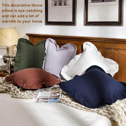 AmHoo Pack of 2 Throw Pillow Covers 100% Cotton Pre Washed Ruffle