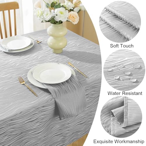SASTYBALE Wavy Swirl Jacquard Tablecloth, Grey, 60 x 120 Inch
