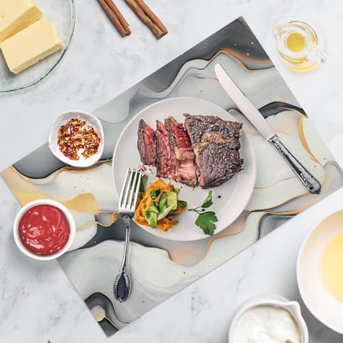 Marble Placemats Set of 8 - Durable Soft Washable Table Mats,Golden