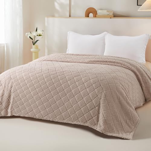 Whale Flotilla Soft Fleece King Size Blanket for Bed, Camel