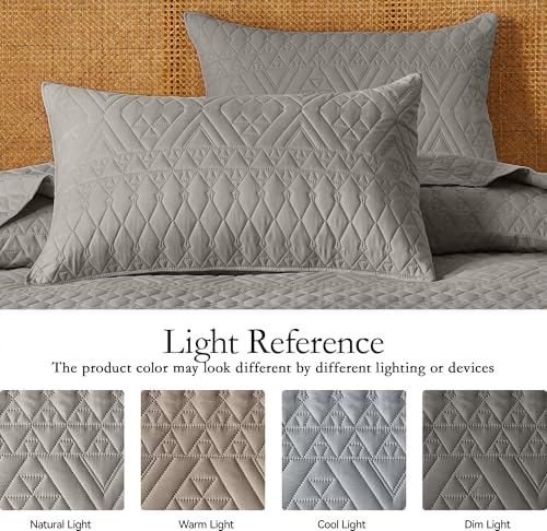akkialla King/Cal King Size Quilt Bedding Set,Dark Grey Lightweight