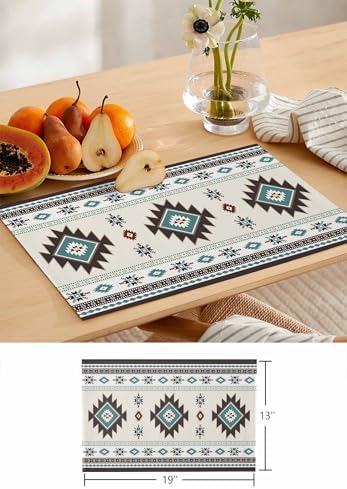Boho Table Runner and Placemats Set of 4 Country Farmhouse Style
