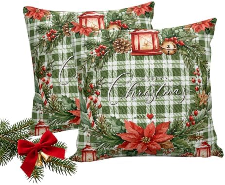 Merry Christmas Outdoor Waterproof Throw Pillow Covers Set of 2