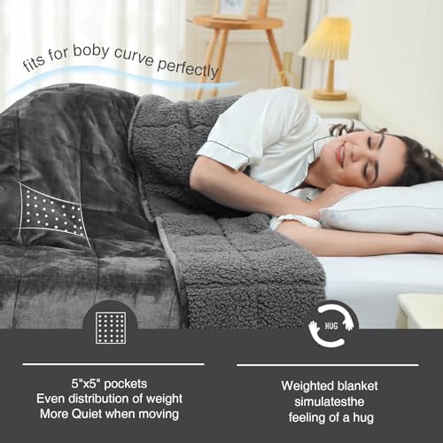 Aemicion Weighted Blankets Queen Size 20lbs for Adults,Soft Sherpa