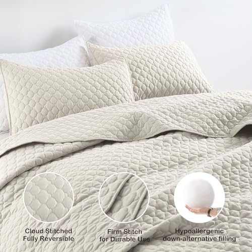 HORIMOTE HOME Quilt Set King Size Beige Bedspread, Modern Style