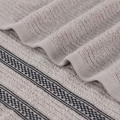 Impressions Brea Zero Twist Cotton Ribbed Geometric Border Towels
