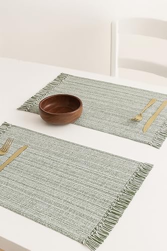 PurpleEssences Chambray Table Runner with Fringes, 13x72 Inch and