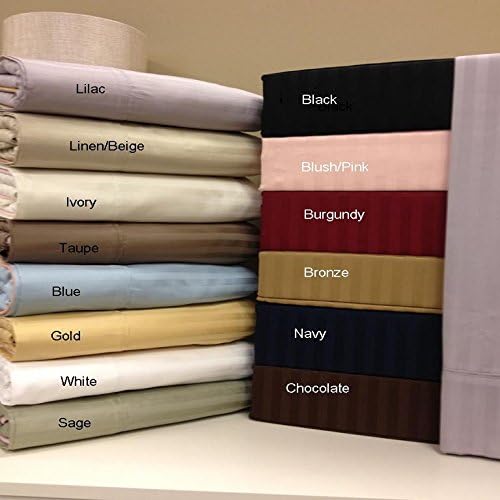 Royal Hotel 500 Thread Count Cotton Stripe Sateen Sheets Set, Full