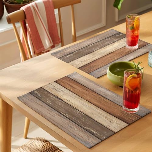Placemats Set of 8, Farmhouse Beige Brown Woven Placemat, Linen Place