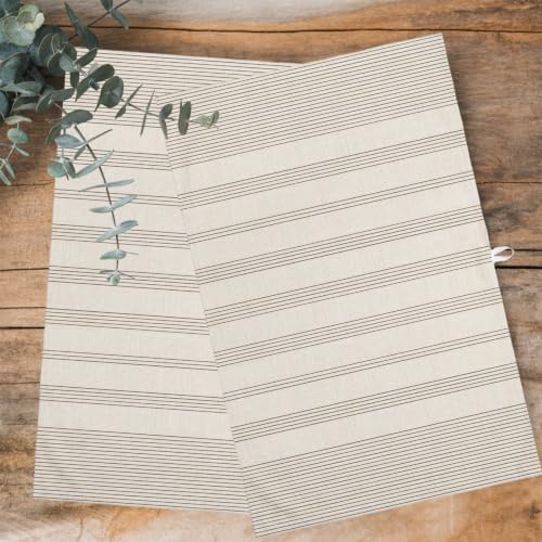 Beige Stripes Kitchen Towels Set of 3, Water Absorbent Dish Towel