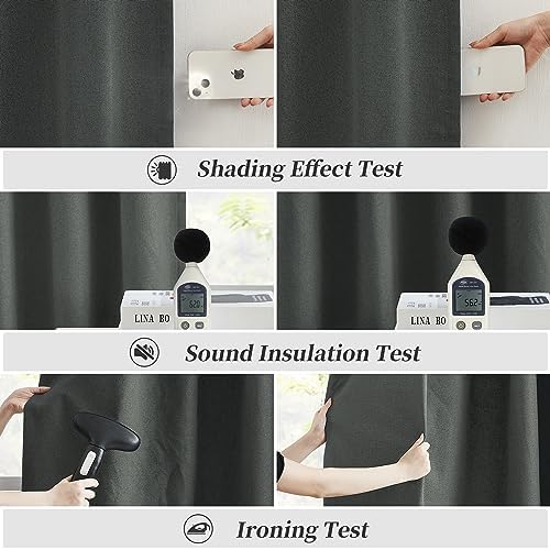100% Blackout Linen Curtains, Full Shade Complete Light Blocking