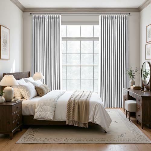Jowels Grey Pinch Pleated Linen Blackout Curtains 108 inch Long 2