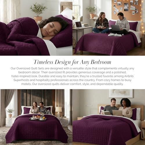 Oversized Quilt Bedding Set Queen / Full w/ 2 Quilted Pillow Shams