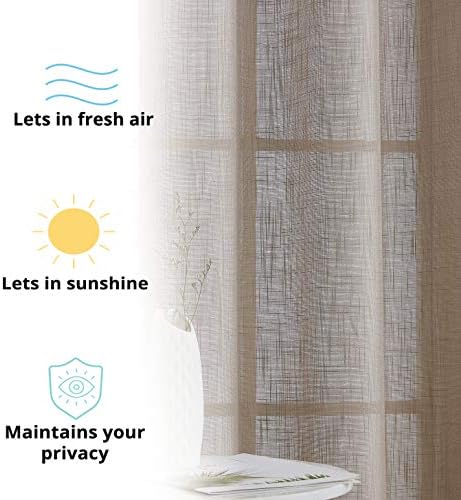 HLC.ME Abbey Faux Linen Textured Semi Sheer Privacy Sun Light