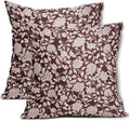 Wine Red and Gray Boho Floral Pillowcase Set of 2 Red Flowers Block
