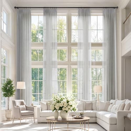 Frelement 108in Long Linen Light Filtering Curtains 1 Panel 25" Wx108L
