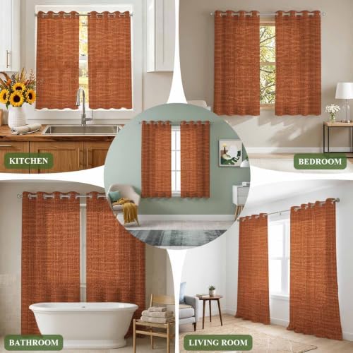 Solid Color Brown Sheer Curtains 96 inch Length 2 Panels Set, Rustic