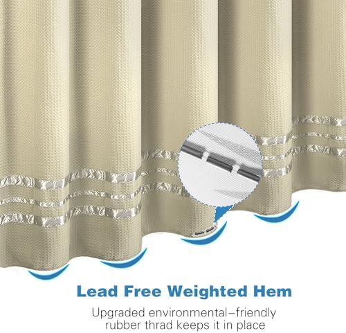 ARICHOMY Shower Curtain Set Waffle Weave Curtain Fabric Shower Curtain