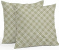 Sage Green Tartan Outdoor Pillow Covers Waterproof, All Weather