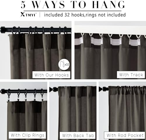 XTMYI Chocolate Brown Curtains 96 Inches Long 2 Panel Set,Sheer Linen