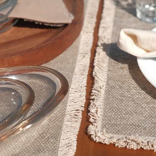 Hausattire Table Runner Cotton Frayed Boho 12x72 Inches | Fall Table