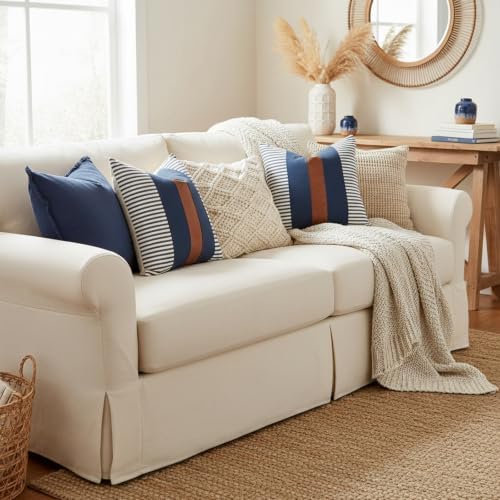 Set of 2 Boho Decorative Throw Pillow Covers 22x22 Inch Farmhouse