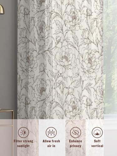 Minimalist Ivory Sheer Curtains 52" W x 108" L (Pack of 2) Light