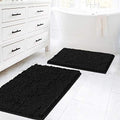 H.VERSAILTEX Black Bathroom Rug Set 2 Piece, Bath Mats for Bathroom