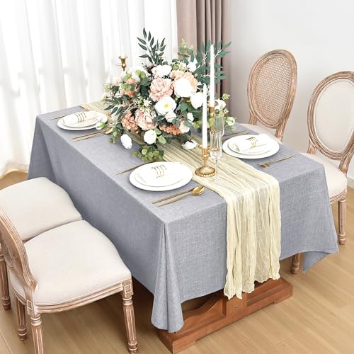 Fitable 2 Pack Faux Linen Square Tablecloths, 54 x 54 Inch, Light Grey