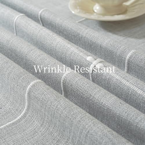 Zobesta Linen Table Cloth Square 70x70 Inch Plaid Gray Tablecloth
