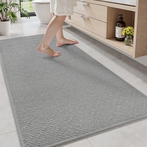 AMOAMI Thin Bath Mat, Super Absorbent Bath Mats for Bathroom, Quick