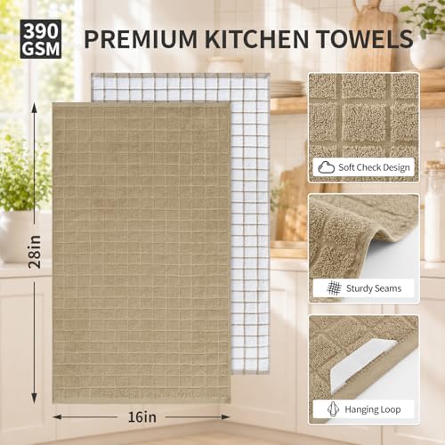 Kitinjoy Premium Kitchen Towels (16"x 28", 8 Pack), Large 100% Cotton