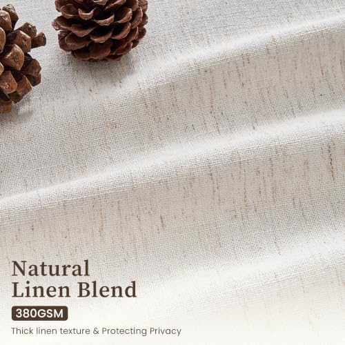 Topfinel Pinch Pleated Linen Curtains 108 Inchs Long Natural 4 Panels