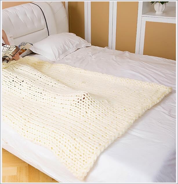 Chunky Knit Blanket Throw Cotton Throw Blanket 100% Handmade Warm &