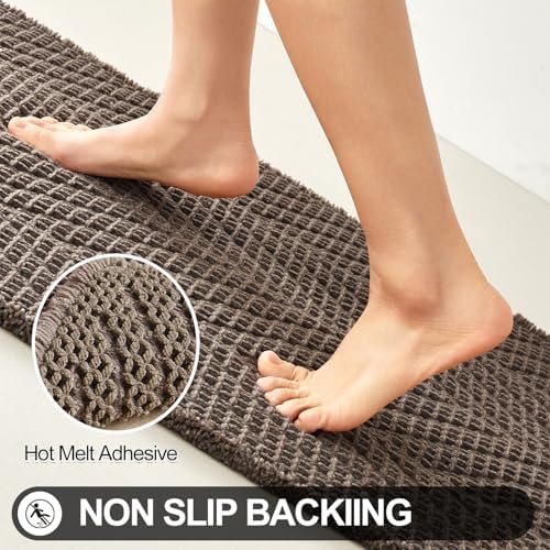 Sunfly Waffle Bath Mat 16x24,Small Boho Bathroom Rug Non Slip, Taupe