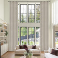 Fcosie Light Beige Extra Long Linen 100% Blackout Curtains 120 Inches