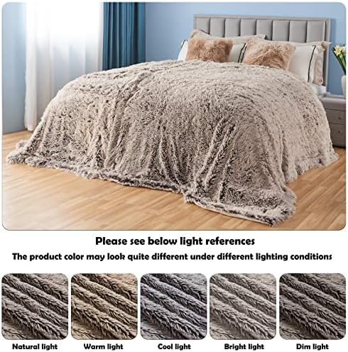 GONAAP Fuzzy Faux Fur Twin Blanket for Couch, Frosty Brown, 60"x80"