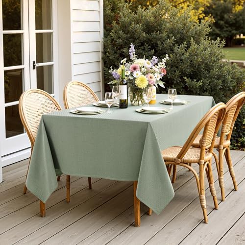 MIULEE Sage Green Linen Rectangle Tablecloth 60x84 Inch