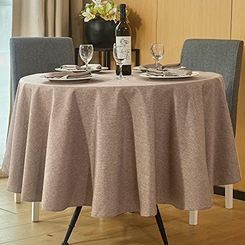 Mebakuk Round Table Cloth Linen Farmhouse Tablecloth Waterproof