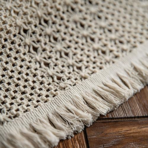 Table Runner Farmhouse Rustic 108 Inches, Hollow Woven Tassels