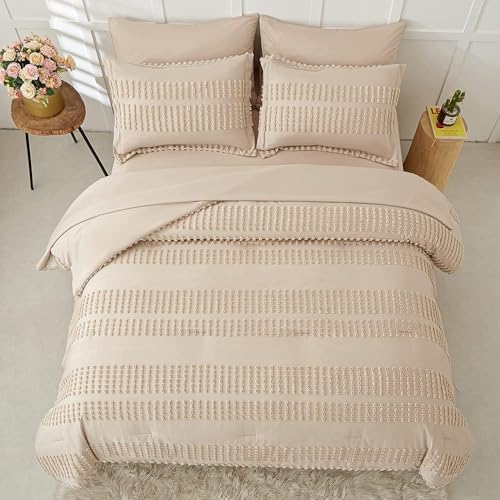3-Piece Tufted Bedding Comforter Set - Premium Percale Cotton Duvet