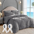 Elegant Pinch Pleat Duvet Cover Set, Ultra Soft Microfiber Bedding
