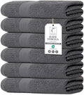 TEXCRAFT Large Bath Towels Set of 6 – 100% Cotton Terry – 24" x 50"