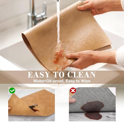 Roxifina Faux Leather Placemats Set of 6, Vinyl Placemats Heat